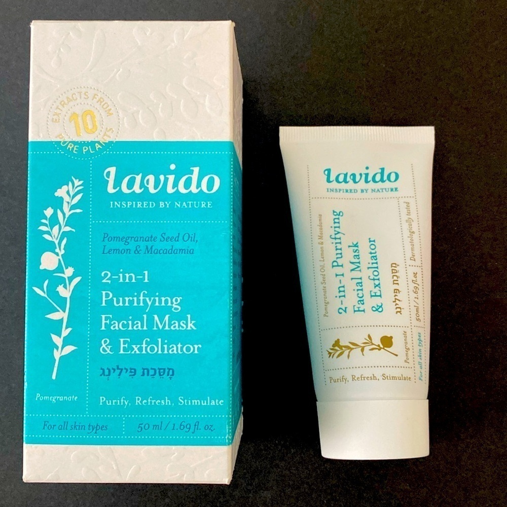 🆕 2-IN-1 LAVIDO Purifying Facial Mask & Exfoliator New in Box 1.69 oz Natural